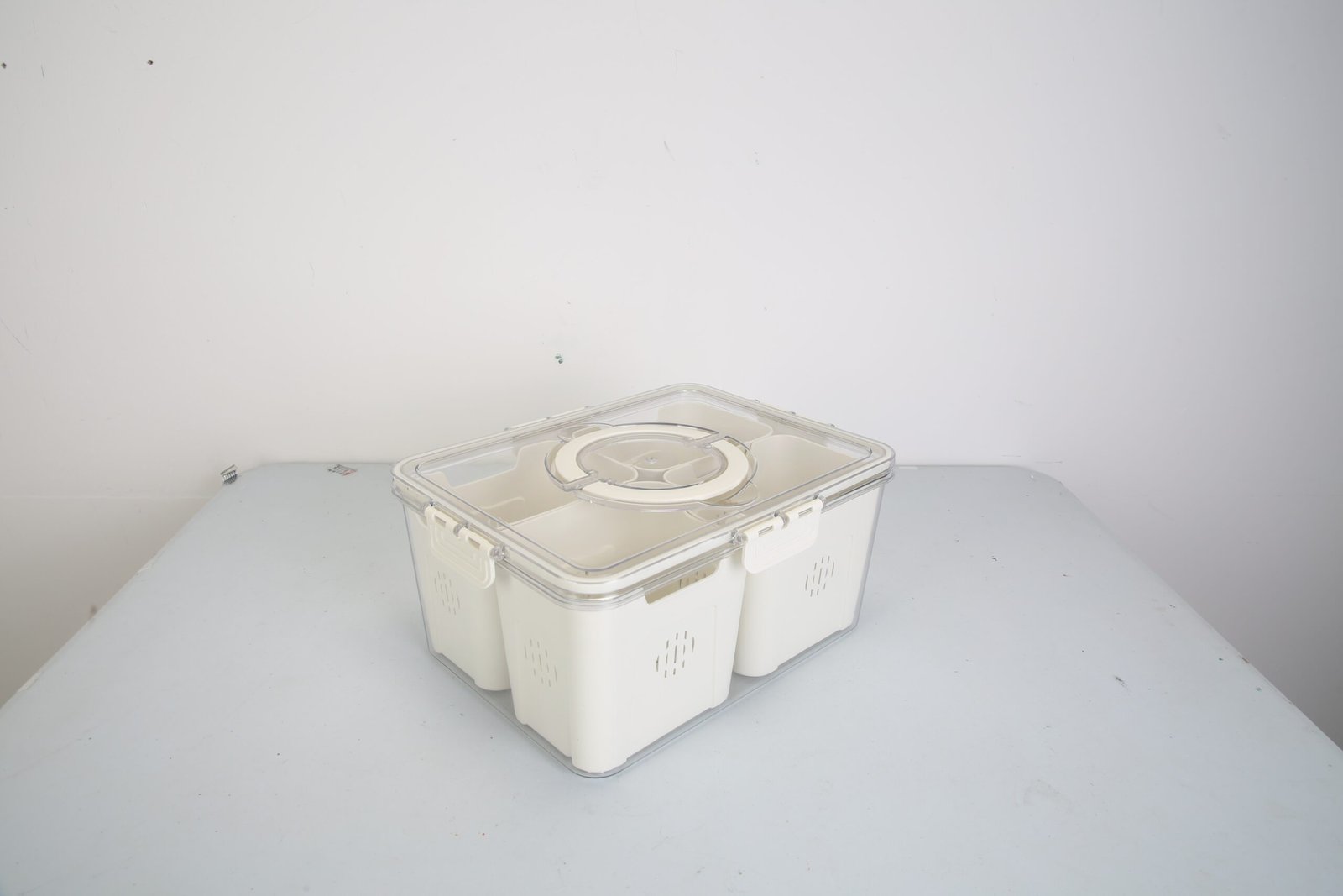 2Pack Airtight Fruit Storage Containers 4 Compartment Food Storage Containers Fruit Vegetable Organizers With 8 Removable Colanders For Fridge Picnic - Image 4