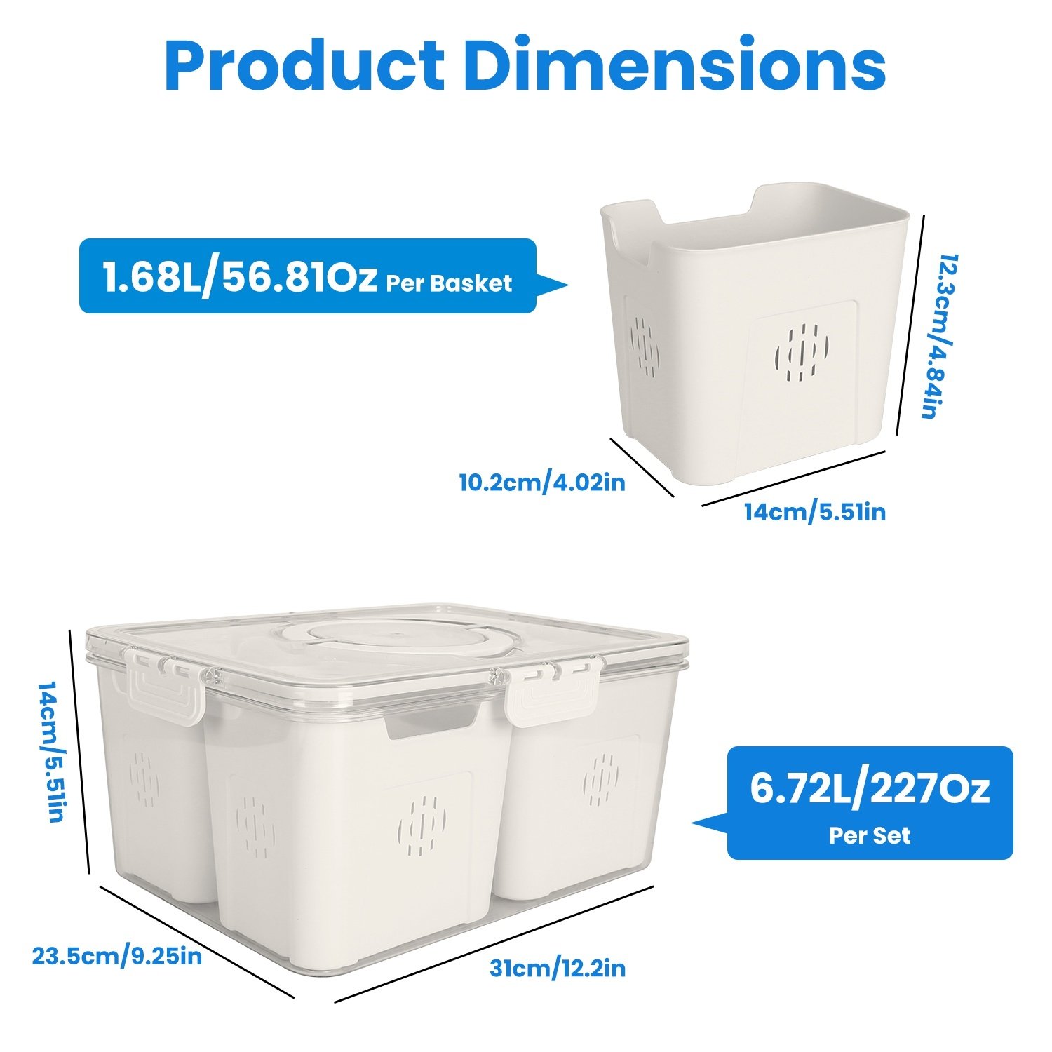 2Pack Airtight Fruit Storage Containers 4 Compartment Food Storage Containers Fruit Vegetable Organizers With 8 Removable Colanders For Fridge Picnic - Image 7